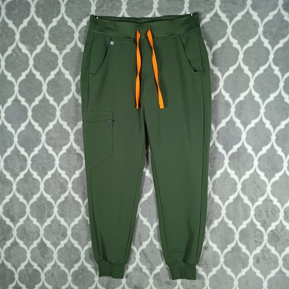Figs Pants - FIGS Zamora Jogger Scrub Pants Women XS Green Olive Cuffed Cargo Stretch